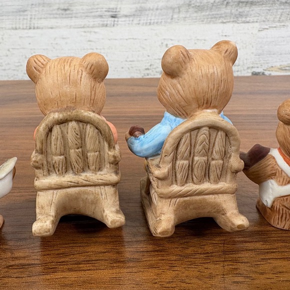 Homco Rocking Chair Bears Papa bear and Grandma Bear and Two Homco Cobble Bears - Picture 8 of 15